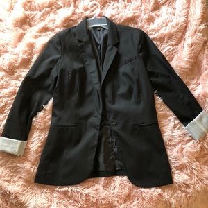 Black blazer with pin striped cuffs